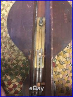 Antique 19th Century Wheel Barometer Weather Station Ivory Mahogany Banjo