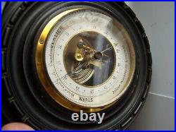 Antique 19th c ebony Wood Wall Barometer Milk Glass Thermometer J W Elberfeld