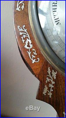 Antique 19thc Mother Of Pearl Inlaid Banjo Barometer Ortelli London As Is