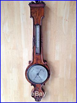 Antique Abraham & Co. Liverpool Wood Mahogany Wall Banjo Barometer Thermometer
