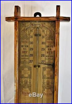 Antique Admiral Fitzroy Barometer Thermometer in Oak Case 1880