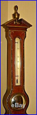 Antique Airguide Oyster Pearl Inlaid Mahogany Gilded Barometer Weather Station
