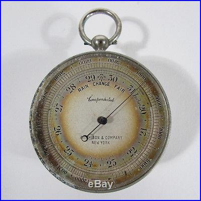 Antique Aitchison & Company Compensated Pocket Barometer Thermometer Compass