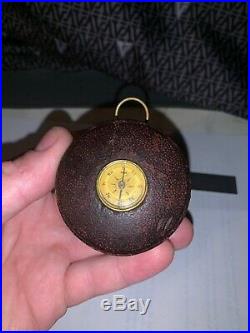 Antique Almer Coe Pocket Tycos Barometer In Original Leather Case