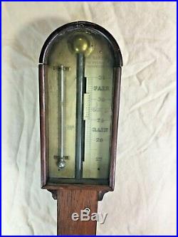Antique American stick tube barometer thermometer W. Norton, Brooklyn, NY
