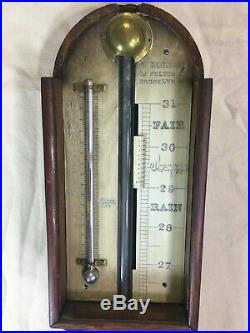 Antique American stick tube barometer thermometer W. Norton, Brooklyn, NY