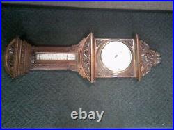Antique Aneroid Barometer Carved Oak July 1897