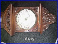 Antique Aneroid Barometer Carved Oak July 1897
