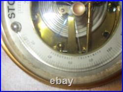 Antique Aneroid Barometer French Skeleton Dial withcurved Thermometer C 1870-1890