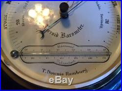 Antique Aneroid Barometer & Thermometer by Thomas Downie Hamburg. # B10