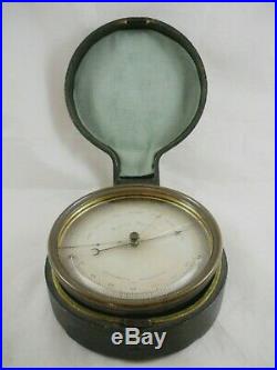 Antique Aneroid Barometer in Case, Brass