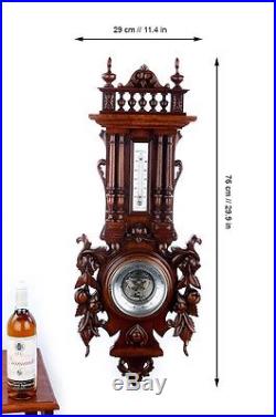 Antique Aneroid Barometer with Thermometer. France, Circa 1900