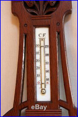 Antique Art Nouvau Dutch Design Jugendstil Wall Barometer & Thermometer