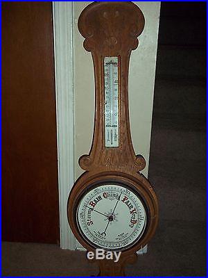Antique Banjo Aneroid Wooden Barometer