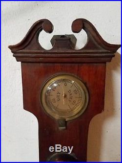 Antique Banjo Barometer English Martinelli & Sons Mahogany Case