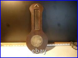 Antique Banjo R. C. Barometer, blue Thermometer Mission Carved Wood. Rare. 16