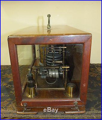 Antique Barograph Barometer Cased in Wood & Glass