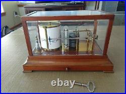 Antique Barograph with thermometer, beveled glass, and drawer