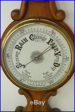 Antique Barometer, Aneroid Barometer, Carved Inlaid Barometer, Aneroid, B1235