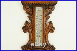 Antique Barometer, Antique Weather Station, Carved Oak, Scotland 1890, B1340