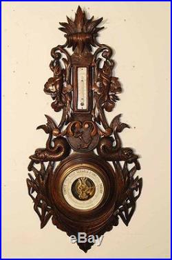 Antique Barometer French Nautical Design, Boat, Dolphins, Anchor, Fish