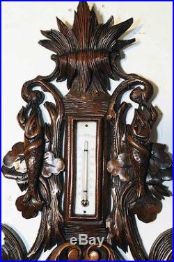 Antique Barometer French Nautical Design, Boat, Dolphins, Anchor, Fish