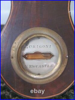 Antique Barometer J Origani, Newcastle19th C English Case Mahogany Thermometer
