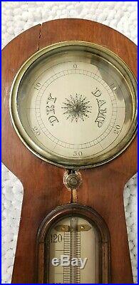 Antique Barometer John Adams 1800's Banjo Weather Wheel Mahagony approx 43 tall