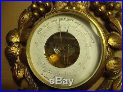 Antique Barometer Thermometer Carved Wood Weather Station German Veranderlich