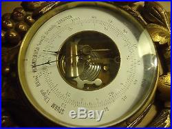 Antique Barometer Thermometer Carved Wood Weather Station German Veranderlich