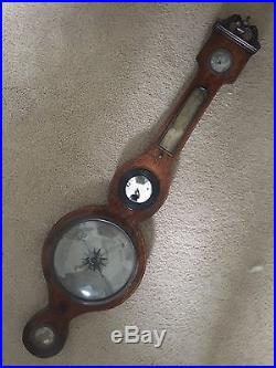 Antique Barometer Thermometer Oak