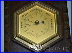 Antique Barometer Thermometer Wall Wood Decor German Temperature Rare Old 20th