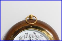 Antique Baroptic French Aneroid Barometer Carved Oak Wood Brass Bezel 1950s-60s Antique Baroptic French Aneroid Barometer Carved Oak Wood Brass Bezel 1950s-60s
