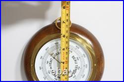 Antique Baroptic French Aneroid Barometer Carved Oak Wood Brass Bezel 1950s-60s Antique Baroptic French Aneroid Barometer Carved Oak Wood Brass Bezel 1950s-60s
