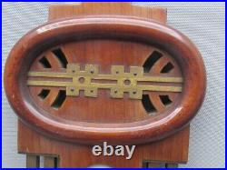 Antique Belgian Art Nouveau Secessionist Jugendstil Wooden Barometer Brass