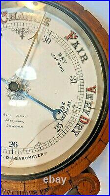 Antique Benetfink Aneroid Barometer Cheapside London Carved Wood Hand Painted