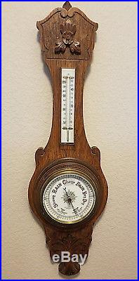 Antique Benetfink & Co Banjo Wood Barometer and Thermometer London 1880