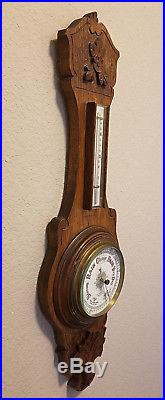 Antique Benetfink & Co Banjo Wood Barometer and Thermometer London 1880