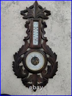 Antique Black Forest Barometer/Thermometer carved wood, 100+ years old