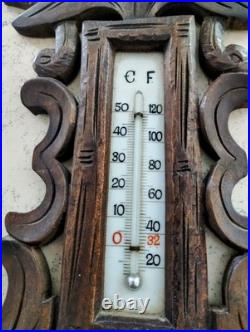 Antique Black Forest Barometer/Thermometer carved wood, 100+ years old