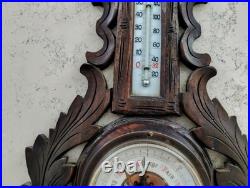 Antique Black Forest Barometer/Thermometer carved wood, 100+ years old