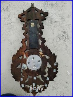 Antique Black Forest Barometer/Thermometer carved wood, 100+ years old