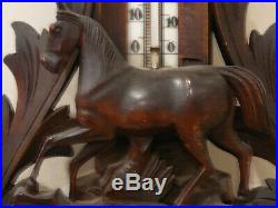 Antique Black Forest Carved Danish Barometer Horse Equine N Carstensen Horsens