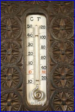 Antique Black Forest Carved Vernaderlyk Amsterdam Thermometer Barometer 22