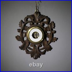 Antique Black Forest Foliate Carved Walnut Barometer C1890