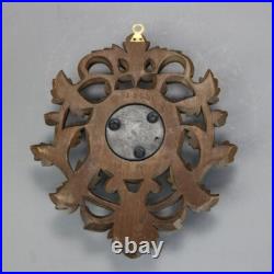 Antique Black Forest Foliate Carved Walnut Barometer C1890