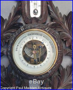 Antique Black Forest German Barometer & Thermometer