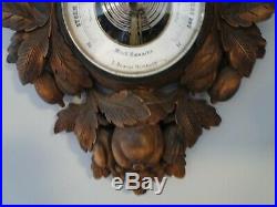 Antique Black Forest T. Downie Hamburg Germany Barometer Carved with Bird