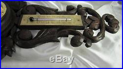 Antique Black Forest Weather Station Barometer Thermometer Hand Carved Wood