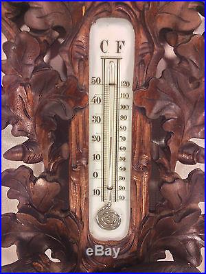 Antique Black Forest Weather Station with Hunter Motif Germany